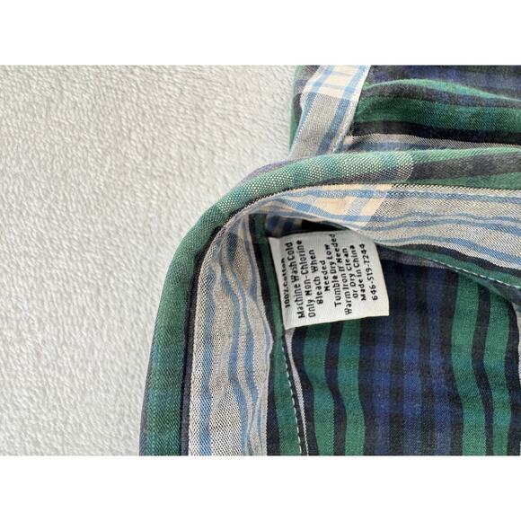 Jack Spade Mens Navy Green Plaid Shirt Button Down Cotton L - Picture 5 of 7